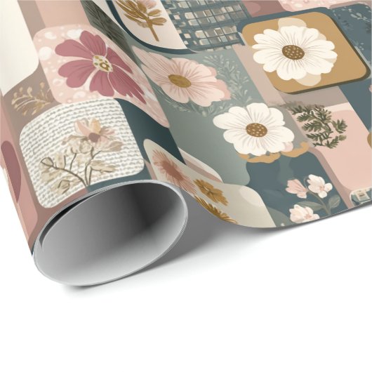 Floral Patchwork Patroon inpakpapier (Rol Hoek)