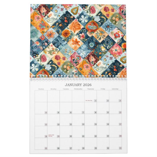 Floral Patchwork Quilt wandkalender Kalender (Jan 2026)