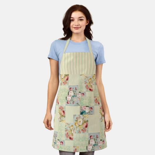 Floral patchwork schort (Gedragen)