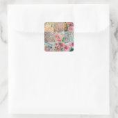 Floral patchwork vierkante sticker (Tas)
