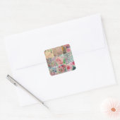 Floral patchwork vierkante sticker (Envelop)