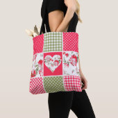 Floral Patchwork voor roze en groene Waterverf Tote Bag (Dichtbij)