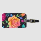 Floral Patern Roos Bagagelabel (Voorkant (horizontaal))