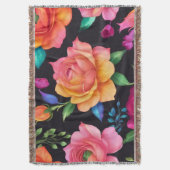 Floral Patern Roos Gooi Deken (Voorkant Verticaal)