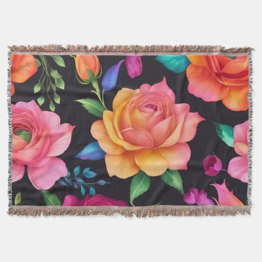 Floral Patern Roos Gooi Deken (Voorkant)
