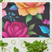Floral Patern Roos Keukenhanddoeken (Gevouwen)
