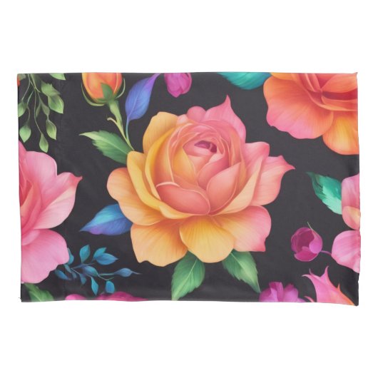 Floral Patern Roos Kussensloop (Voorkant)