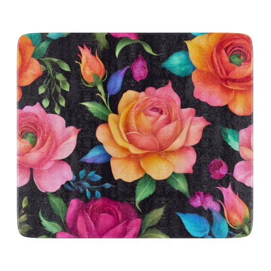 Floral Patern Roos Snijplank (Voorkant)