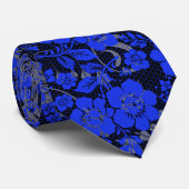 Floral patroon 15.blue.bx4 Black BG Stropdas (Opgerold)