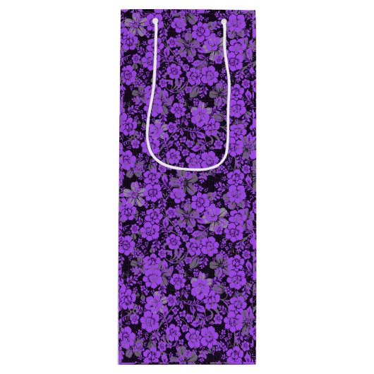 Floral patroon 15.Paars.b Black BG Wijn Cadeautas (Voorkant)