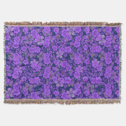 Floral patroon 15.Paars.b DBlue BG Deken (Voorkant)