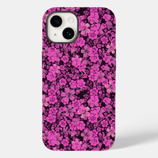 Floral patroon 15.Roze zwarte BG Case-Mate iPhone Case (Achterkant)