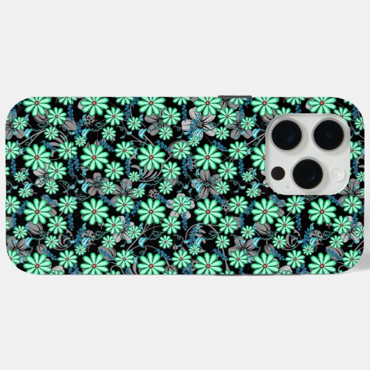 Floral patroon 17.b Black BG Case-Mate iPhone Case (Achterkant (horizontaal))