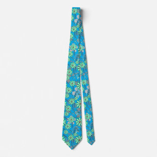 Floral patroon 17.b Lblue BG Stropdas