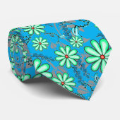 Floral patroon 17.b Lblue BG Stropdas (Opgerold)