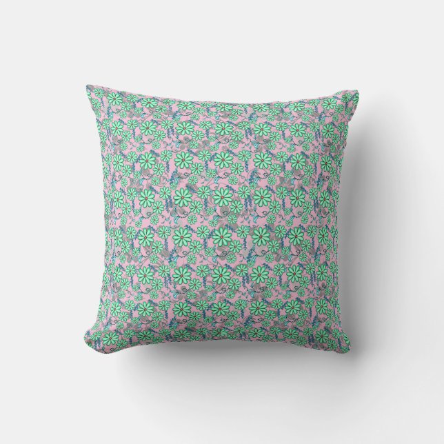 Floral patroon 17.b Roze BG Kussen (Voorkant)