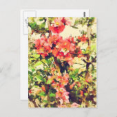 Floral Patroon 1 rode roze Waterverf Briefkaart (Voorkant / Achterkant)