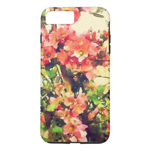 Floral Patroon 1 rode roze Waterverf Case-Mate iPhone Case (Achterkant)