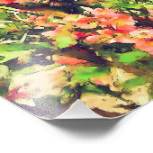 Floral Patroon 1 rode roze Waterverf Foto Afdruk (Hoek)