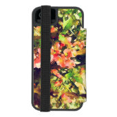 Floral Patroon 1 rode roze Waterverf Incipio iPhone Portemonnee Hoesje (Agenda Achterkant)