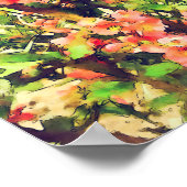 Floral Patroon 1 rode roze Waterverf Poster (Hoek)