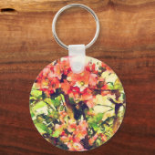 Floral Patroon 1 rode roze Waterverf Sleutelhanger (Voorkant)