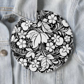 Floral Patroon 2 zwart-wit met stijl Ronde Button 6,0 Cm (In situ)