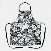 Floral Patroon 2 zwart-wit met stijl Schort (Voorkant)