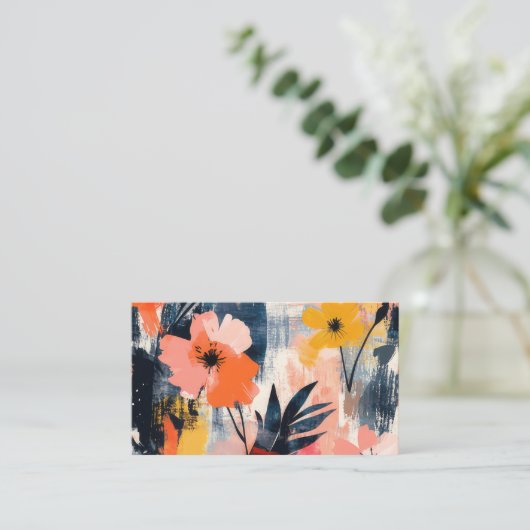 Floral patroon afsprakenkaartje (Staand voorkant)