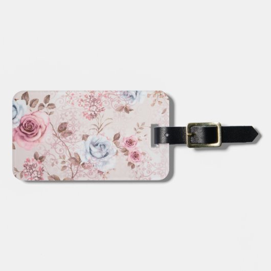 Floral patroon bagagelabel (Voorkant horizontaal)
