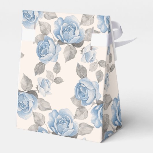 Floral patroon.  blauwe rozen bedankdoosjes (Achterkant)