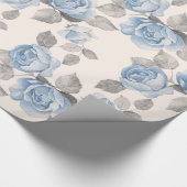 Floral patroon.  blauwe rozen cadeaupapier (Hoek)