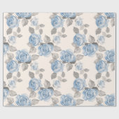 Floral patroon.  blauwe rozen cadeaupapier (Vlak)