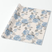 Floral patroon. blauwe rozen cadeaupapier (Uitgerold)