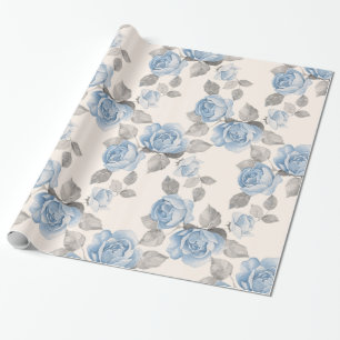 Floral patroon. blauwe rozen cadeaupapier