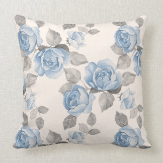 Floral patroon.  blauwe rozen kussen