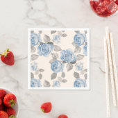 Floral patroon.  blauwe rozen servetten (Insitu)