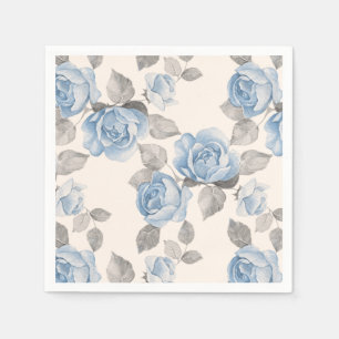 Floral patroon.  blauwe rozen servetten