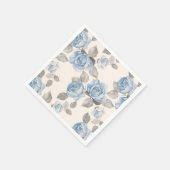 Floral patroon.  blauwe rozen servetten (Hoek)