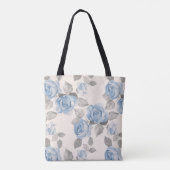 Floral patroon. blauwe rozen tote bag (Achterkant)