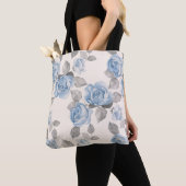 Floral patroon. blauwe rozen tote bag (Dichtbij)