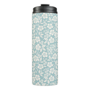 Floral patroon. bloemen op grijze blauwe achtergr thermosbeker