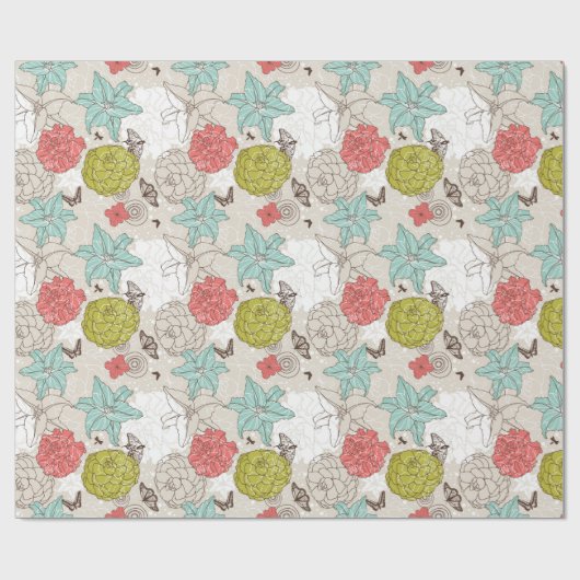Floral patroon cadeaupapier (Vlak)