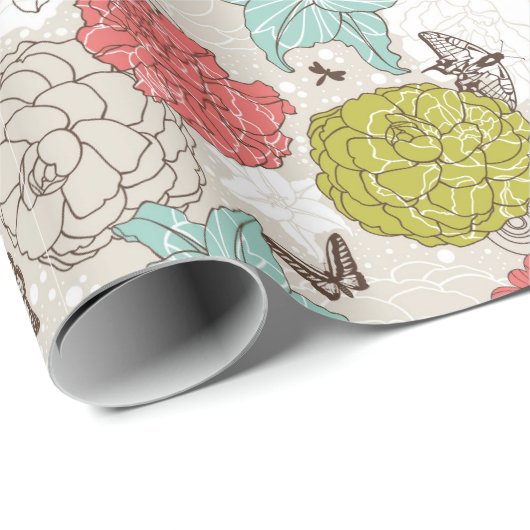Floral patroon cadeaupapier (Rol Hoek)