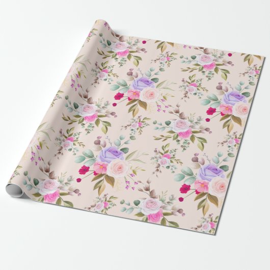 Floral patroon cadeaupapier (Uitgerold)