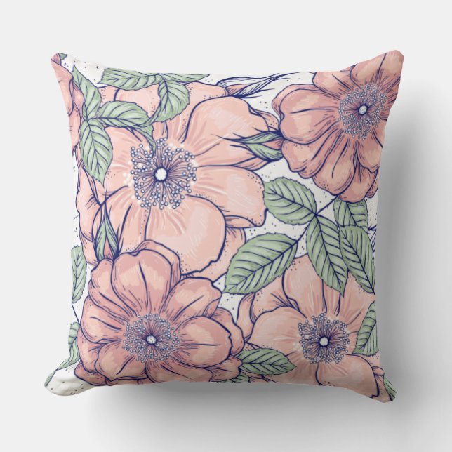 Floral patroon decoratief kussen (Voorkant)