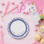 Floral Patroon Elegant Periwinkle Papieren Bordje (Feest)