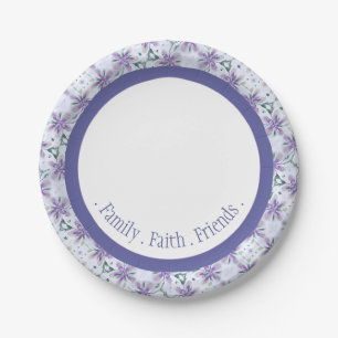 Floral Patroon Elegant Periwinkle Papieren Bordje