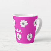 Floral-patroon Fuscia Pink-douanenaam Latte Mok (Rechterhoek)