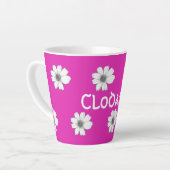 Floral-patroon Fuscia Pink-douanenaam Latte Mok (Linkerhoek)